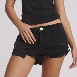 NWT ONE TEASPOON Bandits Low Waist Denim Shorts - Double Black SIZE 31